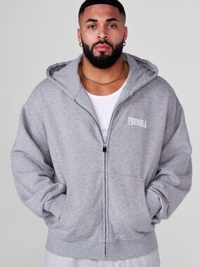 YoungLA 5062 Heritage Zip-Up Hoodie Heather Grey XXL NWT